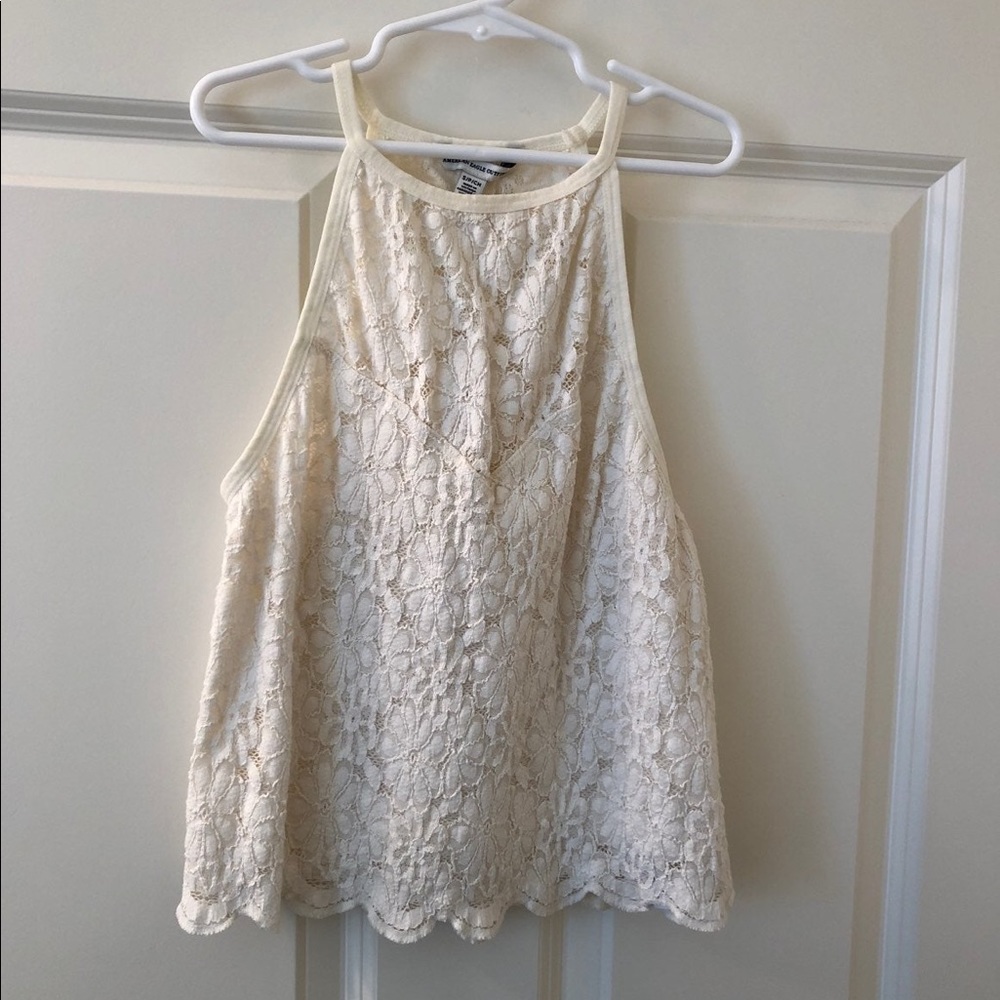 American eagle white lace tank halter top